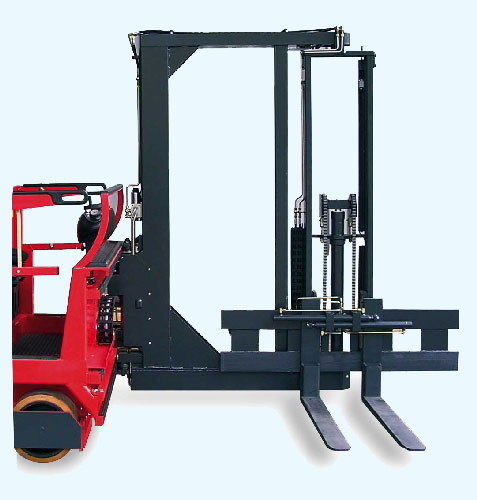 MSG 320C intermediate solution supports heavy duty and oversized loads shown with fork positioner