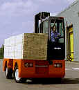 narrow aisle sidleloading forklift - lumber yard